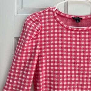 Anne Taylor Factory Gingham Women’s Knit Blouse Size XS